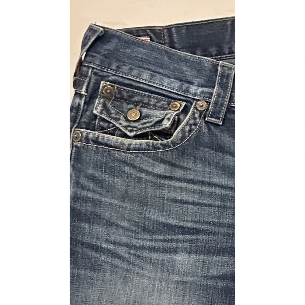True Religion Billy Relaxed Bootcut Jeans Sz 30 x 30 Blue Dark Wash Flap Pockets